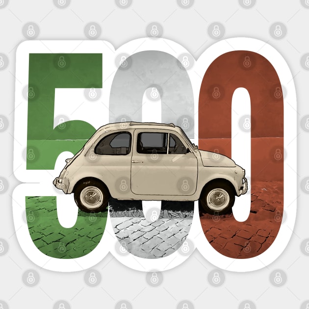 A Classic Fiat 500 on White Sticker by CACreative